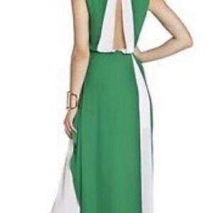 BCBGMaxAzria Green and White Backless Dress